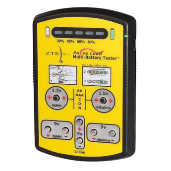 ZTS Mini Multi-Battery Tester for 9V Batteries - Works with Alkaline, NiMH, NiCd and Li-ion (MINI-9RL)
