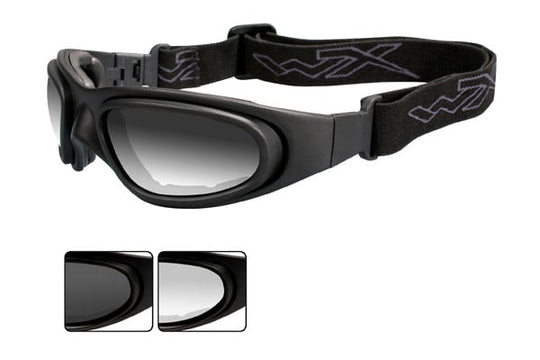 Wiley X SG-1 Goggles Rx Ready with High Velocity Protection - Matte Black Frame with LA Light Adjusting Grey Lenses (77)