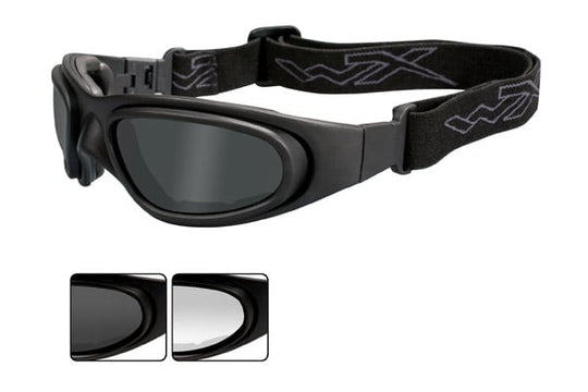 Wiley X SG-1 Goggles Rx Ready with High Velocity Protection - Matte Black Frame with Smoke Grey - Clear Lens Kit (71)