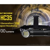 Nitecore HC35 Rechargeable LED Headlamp - 4 x CREE XP-G3 S3 - 2700 Lumens - Includes 1 x 21700
