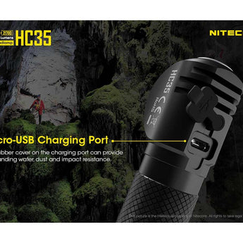 Nitecore HC35 Rechargeable LED Headlamp - 4 x CREE XP-G3 S3 - 2700 Lumens - Includes 1 x 21700