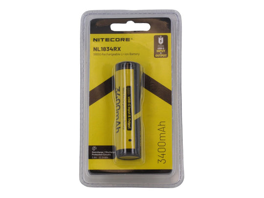 Nitecore NL1834RX 18650 3400mAh 3.6V Protected Lithium Ion (Li-ion) Button Top Battery with Built In USB-C Charging Port