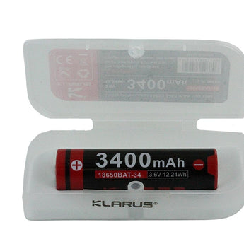 Klarus 18650 3400mAh 3.7V Protected Lithium (Li-ion) Button Top Battery - Retail Packaging