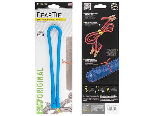 Nite Ize Gear Tie Reusable Rubber Twist Tie 18 in. - 2 pack - Bright Blue
