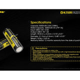 Nitecore NL2150RX 21700 5000mAh 3.6V Protected Lithium Ion (Li-ion) Button Top Battery with Built In USB-C Charging Port