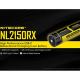 Nitecore NL2150RX 21700 5000mAh 3.6V Protected Lithium Ion (Li-ion) Button Top Battery with Built In USB-C Charging Port