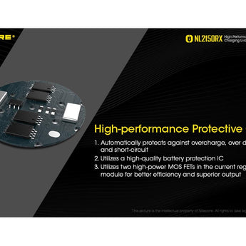 Nitecore NL2150RX 21700 5000mAh 3.6V Protected Lithium Ion (Li-ion) Button Top Battery with Built In USB-C Charging Port