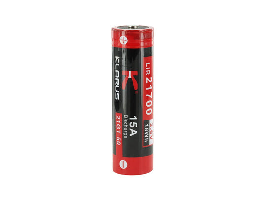 Klarus 21GT-50 INR 21700 5000mAh 3.6V Protected High-Drain 15A Lithium Ion (Li-ion) Button Top Battery