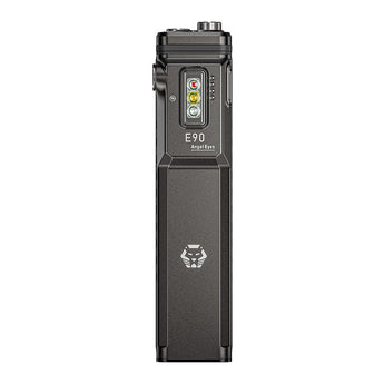 RovyVon Angel Eyes E90 USB-C Rechargeable EDC LED Flashlight - 3500 Lumens - 650nm Red Side Light - 365nm UV Side Light - Uses Built-in 3000mAh Li-ion Battery Pack - Gunmetal
