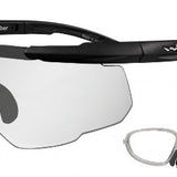 Wiley X Saber Advanced Changeable Sunglasses with High Velocity Protection - Matte Black Frame with Clear Lenses with Rx Insert (303RX)