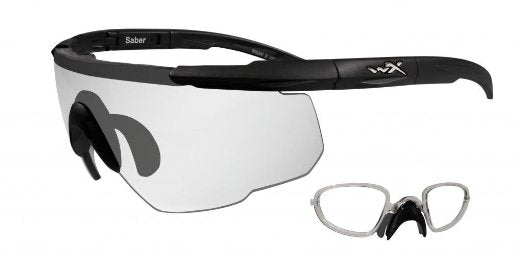 Wiley X Saber Advanced Changeable Sunglasses with High Velocity Protection - Matte Black Frame with Clear Lenses with Rx Insert (303RX)