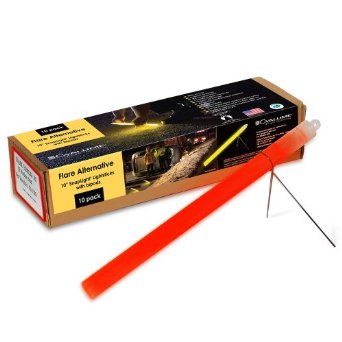 Cyalume 10-inch SnapLight Flare Alternative Light Sticks with Bi-Pod Stands - Case of 40 - Unfoiled - Red (9-27047)