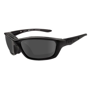 Wiley X Brick Climate Control Sunglasses Rx Ready with High Velocity Protection - Black Ops Matte Black Frame with Smoke Grey Lenses (854)