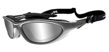 Wiley X Blink Climate Control Sunglasses Rx Ready with High Velocity Protection - Aluminum Gloss Frame with Polarized Silver Flash (Smoke Grey) Lenses (558)
