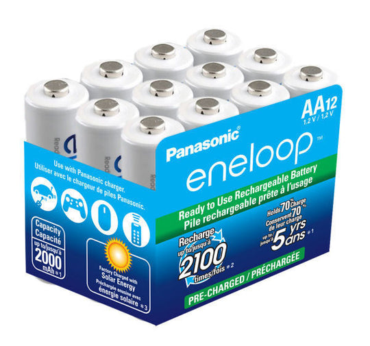 Panasonic Eneloop AA 2000mAh 1.2V Low Self Discharge Nickel Metal Hydride (NiMH) Rechargeable Batteries (BK-3MCCA12SA) - Box of 12