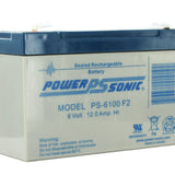 Power-Sonic AGM General Purpose PS-6100 12Ah 6V Rechargeable Sealed Lead Acid (SLA) Battery - F1 or F2 Terminal