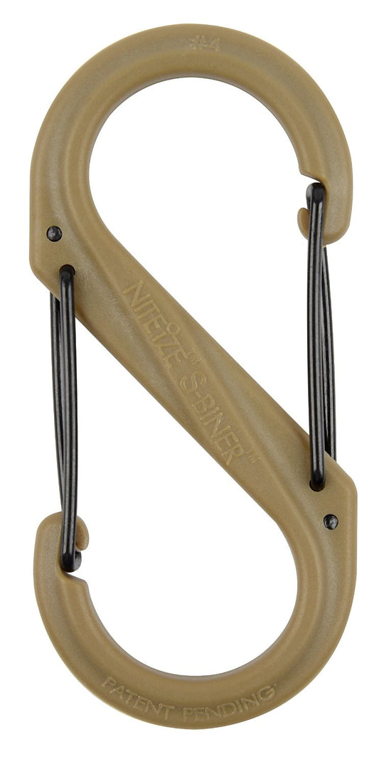 Nite Ize S-Biner SBP4-03-28BG - Plastic Double-Gated Carabiner Clip - #4 - Coyote with Black Gates