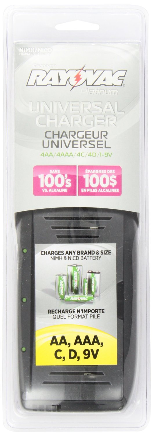 Rayovac Recharge Plus Universal 4-bay Charger for NiCd or NiMH Batteries