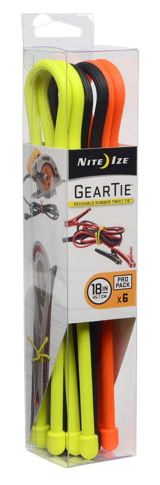 Nite Ize Gear Tie ProPack Reusable Rubber Twist Tie - 18-Inch - 6 Pack - Assorted (GTPP18-A1-R8)