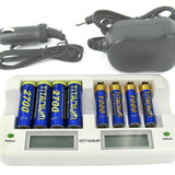 Titanium Innovations CH-8800 8-Bay Smart Fast Battery Charger with LCD Display - NiMH AA and AAAs - AC 100-240V + DC Adapters
