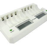 Titanium Innovations CH-8800 8-Bay Smart Fast Battery Charger with LCD Display - NiMH AA and AAAs - AC 100-240V + DC Adapters