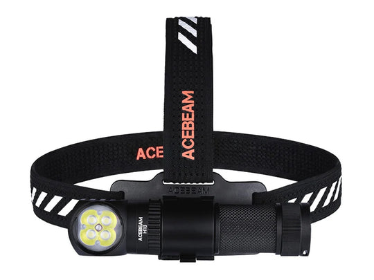 Acebeam H18 - Front-facing, Mounted on Headstrap