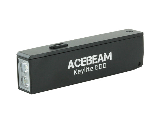 Acebeam Keylite 500 LED keychain flashlight - angled left - black color option