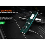 Acebeam UC25 All-in-One Flat Flashlight - Cool White, High-CRI, and UV Light - Green Laser - USB-C Rechargeable 3000mAh Li-Poly Battery - Black or Teal