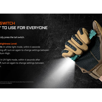 Acebeam K1 Compact LED Flashlight - 1000 Lumens - CREE XP-LR - Includes 1 x 14500 with Built-in USB-C Charging Port - Black or Teal