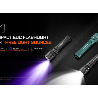 Acebeam K1 Compact LED Flashlight - 1000 Lumens - CREE XP-LR - Includes 1 x 14500 with Built-in USB-C Charging Port - Black or Teal
