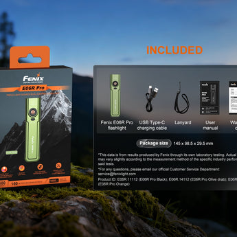 Fenix E06R Pro USB-C Rechargeable All-Purpose Flat Flashlight - 1600 Lumens - Spot, Flood, UV & Red Laser - Multiple Colors Available