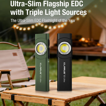 Klarus E5 Ultra Magnetic Flat-Light - Spot, Flood, and Red Light - USB-C Rechargeable 1400mAh Li-ion Battery - Multiple Colorways