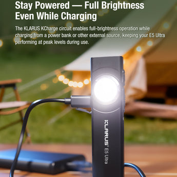 Klarus E5 Ultra Magnetic Flat-Light - Spot, Flood, and Red Light - USB-C Rechargeable 1400mAh Li-ion Battery - Multiple Colorways