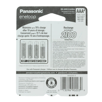Panasonic Eneloop AAA 850mAh 4-Pack Back Packaging