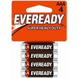 Energizer Eveready Super Heavy Duty 1212-SW-4 AAA 540mAh 1.5V Zinc Carbon Button Top Batteries - 4 Piece Retail Card