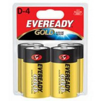 Energizer Eveready Gold A95-BP-4 D-cell 1.5V Alkaline Button Top Batteries - 4 Piece Retail Card