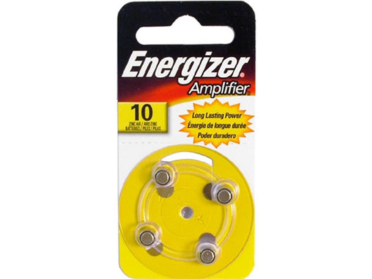 Energizer AC10-4 Zinc Air 10 size Hearing Aid Battery- Amplifier - AC10 - Long Lasting Power