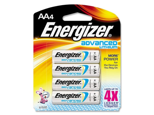 Energizer EA91 AA 3000mAh 1.5V Lithium Batteries (EA91BP-4) - 4 Pack Retail Card