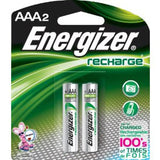 Energizer Recharge NH12-BP-2 AAA 850mAh 1.2V Nickel Metal Hydride (NiMH) Button Top Batteries - 2 Piece Retail Card