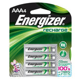 Energizer Recharge NH12-BP-4 AAA 850mAh 1.2V Nickel Metal Hydride (NiMH) Button Top Batteries - 4 Pack Retail Card