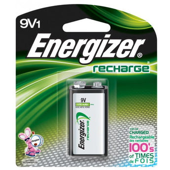 Energizer Recharge NH22-BP-1 9V 175mAh 8.4V Nickel Metal Hydride (NiMH) Battery with Snap Connector - Retail Card