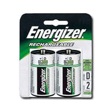 Energizer Recharge NH50-BP-2 D-cell 2500mAh 1.2V Nickel Metal Hydride (NiMH) Button Top Batteries - 2 Piece Retail Card