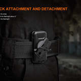 Quick attachment and detachment flashlight informational slide