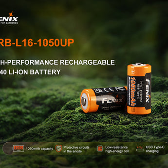 Fenix ARB-L16-1050UP rechargeable battery on a green background
