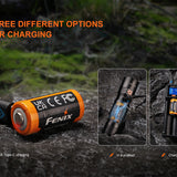 Fenix battery and charging options with text on a dark background