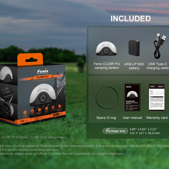 Fenix CL20R Pro USB-C Rechargeable Magnetic Camping Lantern - White, Red, and RGB - Includes 1 x 1900mAh Li-ion Battery Pack - Multiple Colorways