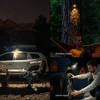 Fenix CP50R USB-C Rechargeable Work Light Informational Slide - Camping, Ambience Creation, and Vehicle Repair