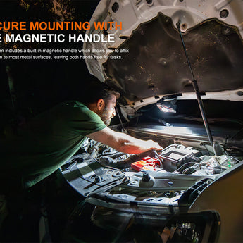 Fenix CP50R USB-C Rechargeable Work Light Informational Slide - Secure Mounting with the Magnetic Handle