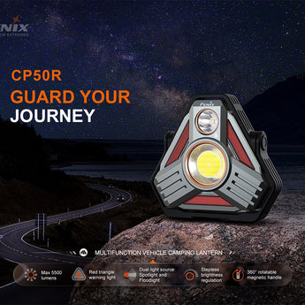 Fenix CP50R USB-C Rechargeable Work Light Informational Slide - Guard Your Journey, Multifunction Vehicle Camping Lantern