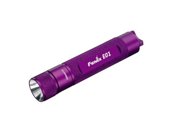 Fenix E01 Mini LED Flashlight with 13 Lumen Nichia LED - Uses 1xAAA - Purple Body